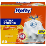 80-Count 13-Gallon Hefty Ultra Strong Tall Kitchen Trash Bags (Citrus Twist)...