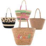 Time & Tru Straw Beach Tote Bags $14.50 (Reg. $25) | 4 Color/Style...