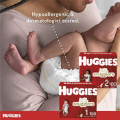 198-Count Size 1 & 180-Count Size 2 Huggies Little Snugglers $89.88...