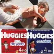 256-Count Huggies Little Movers + Overnites Diapers Size 4 $87.92 Shipped...