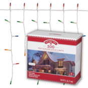 300-Piece/19-Feet Holiday Time Multicolor Icicle Christmas Lights $6.24...