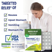 60 Count Boiron NauseaCalm Relief for Upset Stomach & Stomach Flu as...