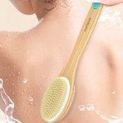 Dual-Sided Long-Handled Shower Brush with Soft and Stiff Bristles $4.50...