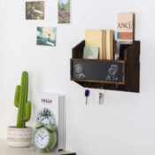 Wall Mounted Mail Sorter & Key Holder with Chalkboard Surface $14.99...