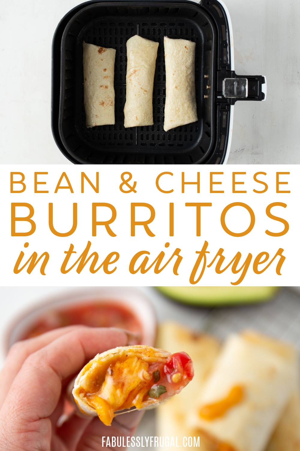 air fryer bean and cheese burritos