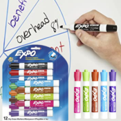 12 Count EXPO Low Odor Dry Erase Markers, Chisel Tip, Assorted Colors $8.97...