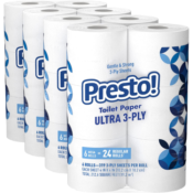 24 Mega Rolls Presto! 3-Ply 319-Sheet Toilet Paper as low as $17.84 Shipped...
