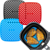 THREE 3 Pack Reusable Silicone Air Fryer Liners, 7.5