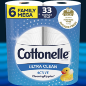 6 Family Mega Rolls Cottonelle Ultra Clean Toilet Paper as low as $7.97...