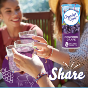 FOUR 6 Pitcher Packets Crystal Light Concord Grape Powdered Drink Mix as...