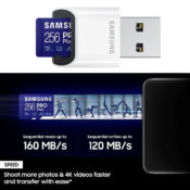 SAMSUNG PRO Plus + Reader 256GB microSDXC Memory Card $39.99 Shipped Free...