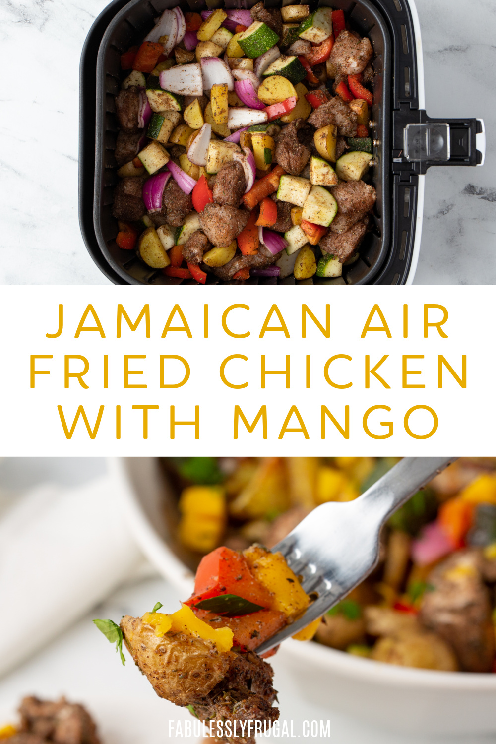 jamaican air fried chicken with mango