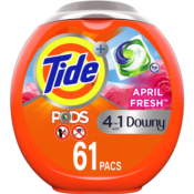 61-Ct Tide PODS Plus Downy 4-in-1 HE Turbo April Fresh Laundry Detergent...