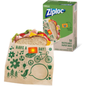 FOUR 50-Count Ziploc Paper Sandwich Bags with Resealable Stickers $3.32...