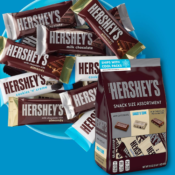 HERSHEY'S Assorted Snack Size Candy, Bulk, 33 oz Bag $12.14 After Coupon...