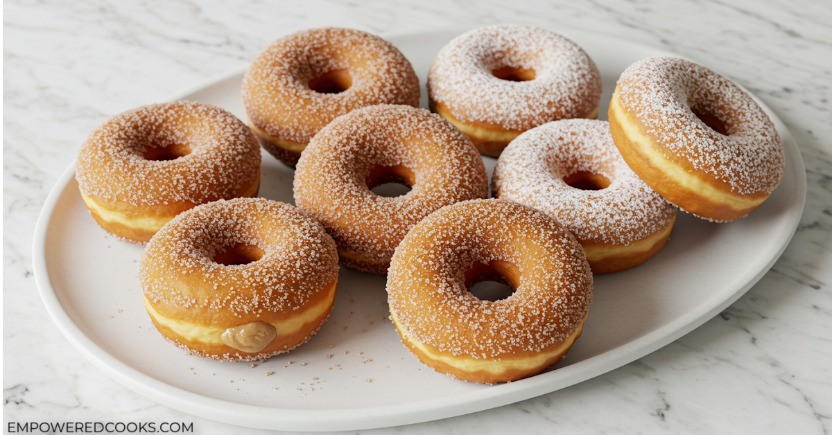 cinnamon sugar cake donuts on a plate