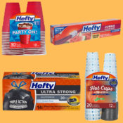 Save 15% on Hefty Cups, Storage Bags, and Trash Bags as low as $3.57 Shipped...