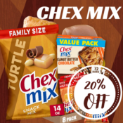 Save 20% on Chex Mix as low as $2.27 For the Turtle Mix After Coupon (Reg....