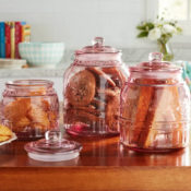 The Pioneer Woman 3 Piece Set Cassie Glass Canister From $12.96 (Reg. $19.96)