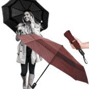 Windproof Travel Umbrellas, Caffe Polka Dots $10.53 (Reg. $22.41) - FAB...