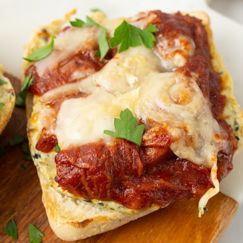 air fryer open faced beef ciabatta sandwich