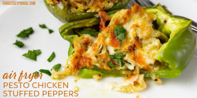 pesto chicken stuffed peppers in the air fryer
