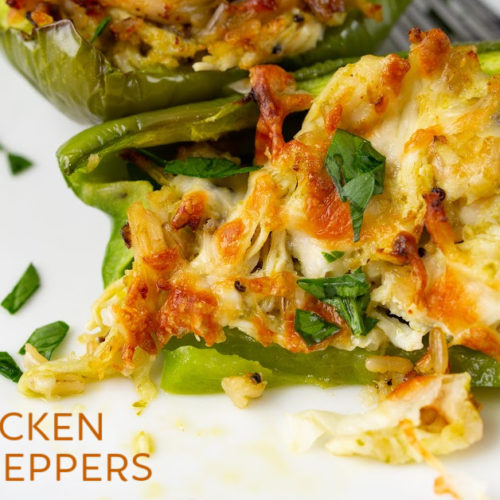 pesto chicken stuffed peppers in the air fryer