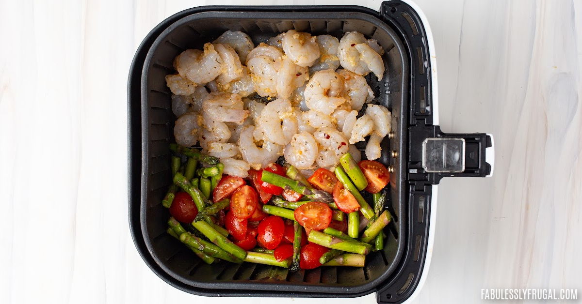 sheet pan shrimp scampi recipe in the air fryer