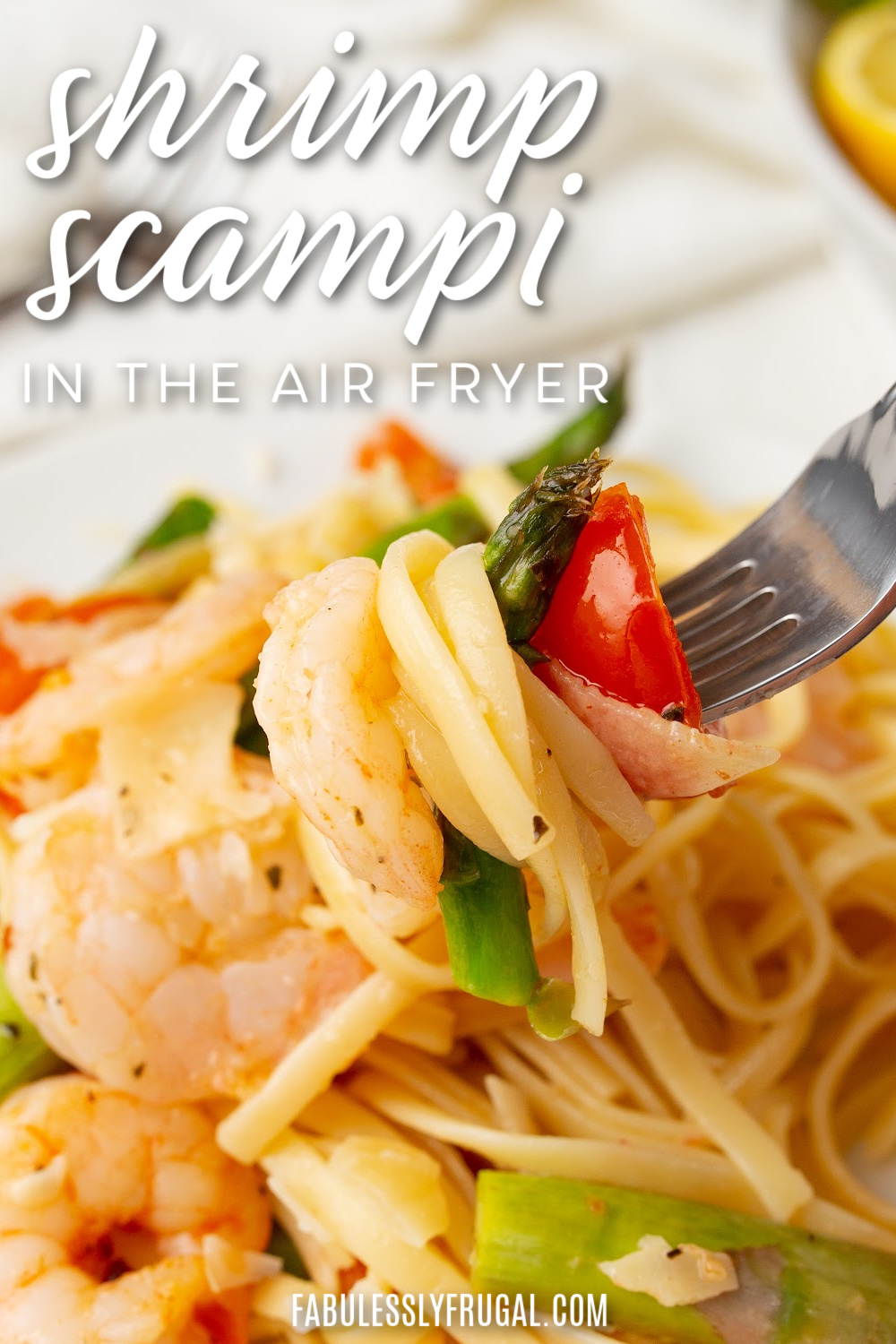 shrimp scampi dish in the air fryer