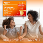 FOUR 24-Count Amazon Basic Care Children's Ibuprofen Chewable Tablets as...