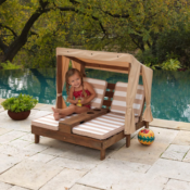 KidKraft Wooden Outdoor Double Chaise Lounge with Cup Holders $66.84 Shipped...