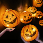 48-Piece Set LED Pumpkin Paper Lantern String Lights $8.49 After Code (Reg....