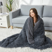 Sherpa Faux Fur Weighted Blanket, 15 lbs $25.64 After Code + Coupon (Reg....