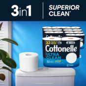 32 Rolls Cottonelle Ultra Clean Toilet Paper with Active CleaningRipples...