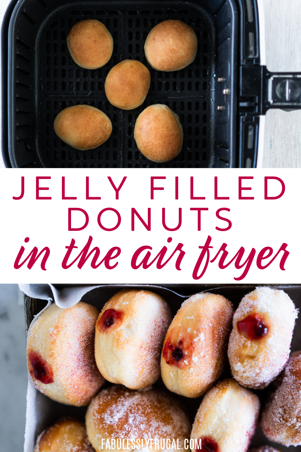 Simply delicious air fryer donuts with a jelly filling is a quick and easy recipe that everyone will love! 