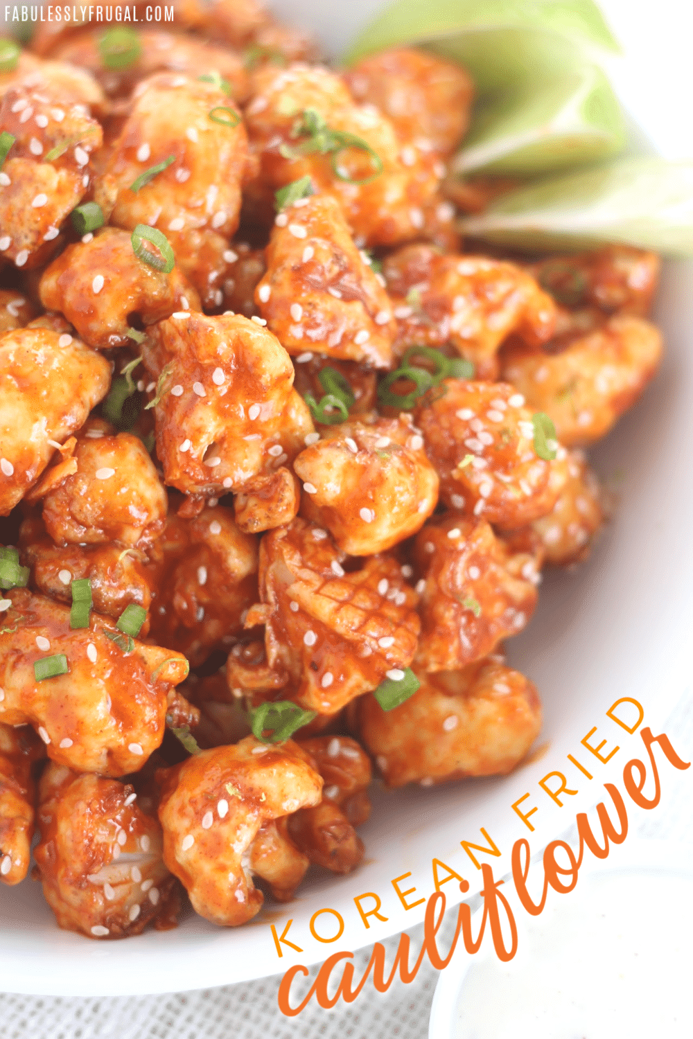 Korean fried cauliflower served with lime