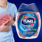 FOUR Bottles of 32-Count TUMS Chewy Bites Antacid Tablets, Assorted Berries...