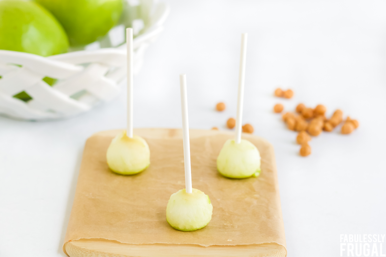 Mini Caramel Apples with sticks