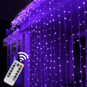 300-LED Curtain String Lights with Remote Control Timer $10.99 After Code...