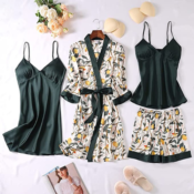 Amazon Prime Day: 4-Piece Set Women's Silk Satin Pajama $19.60 After Code...