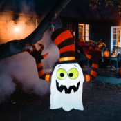 5-Ft Halloween Inflatable Flying Ghost with Built-in LED Lights $14.99...