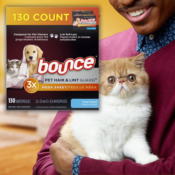 FOUR Boxes of 130-Count Bounce Pet Hair & Lint Guard Mega Dryer Sheets...