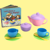 FOUR Green Toys 11-Piece Tea for Two Set with Tea Party Book $4.75 EACH...