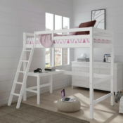 Hillsdale Campbell Wood Twin Loft Bunk Bed with Desk $159 Shipped Free...