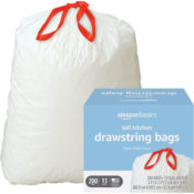 200-Count Amazon Basics Tall Kitchen Drawstring Trash Bags as low as $13.59...