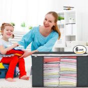 6-Pack 90L Foldable Clothing Storage Bag Container Bins with Handles $12...