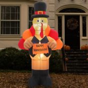 8-Ft Thanksgiving Inflatable Turkey Outdoor Decoration with LED Lights...