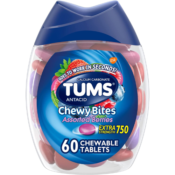 FOUR Bottles of TUMS 60-Count Chewy Bites Assorted Berries Antacid Tablets...