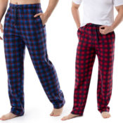 Fruit of the Loom 2-Pack Bundle Men’s Plaid Fleece Pajama Pants $9.99...