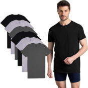 Fruit of the Loom 6-Pack Men's Eversoft Cotton Short Sleeve Pocket T-Shirts...